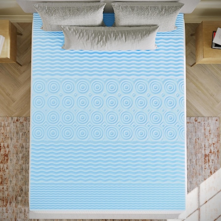 Flash Furniture Capri Comfortable Sleep 2 Inch Cooling Gel Infused 5-Zone Queen Memory Foam Mattress Topper HLC-5ZONE-QUEEN-2-GG